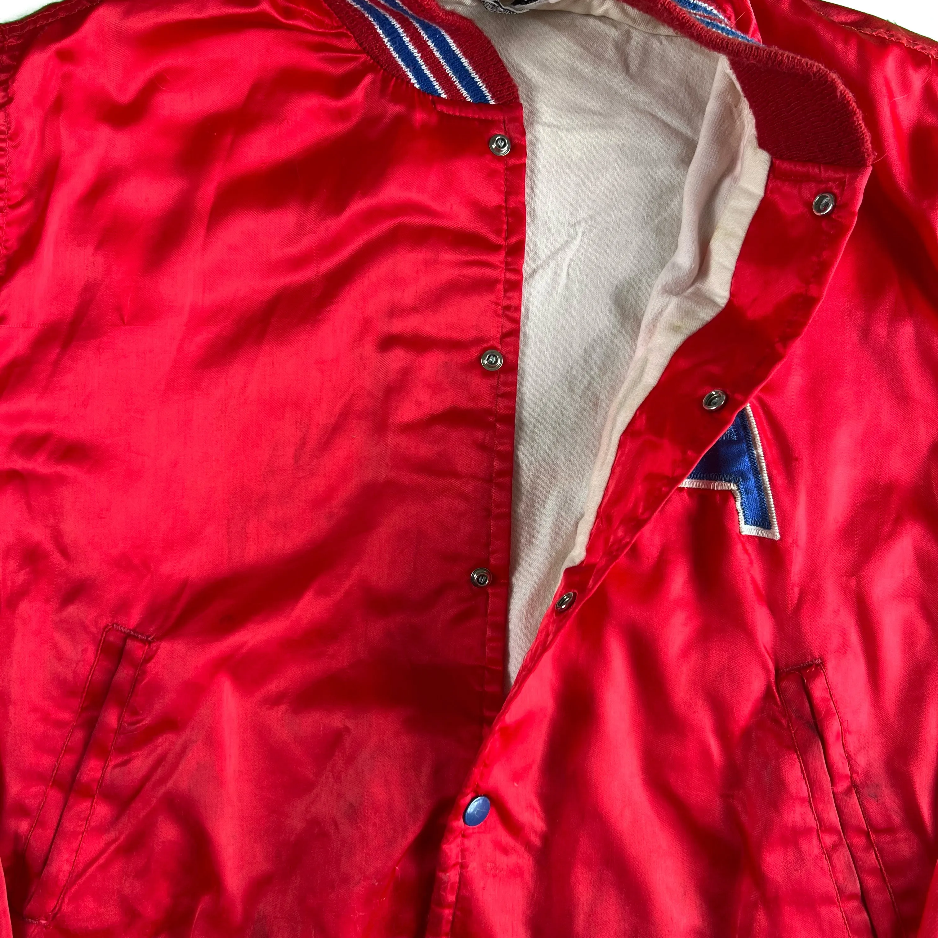 70s Boxy 'Angels' Satin Bomber Jacket- M