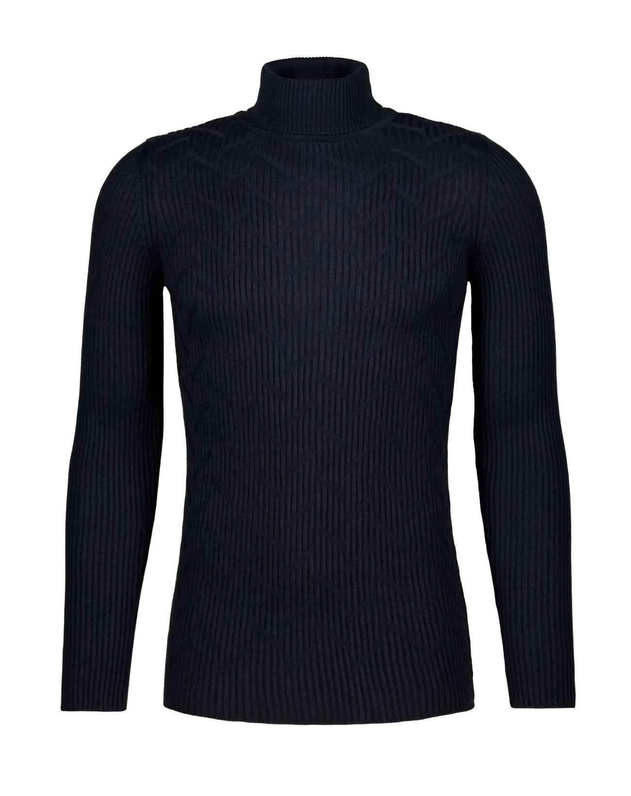 Abstract Knit Turtleneck Sweater - Navy