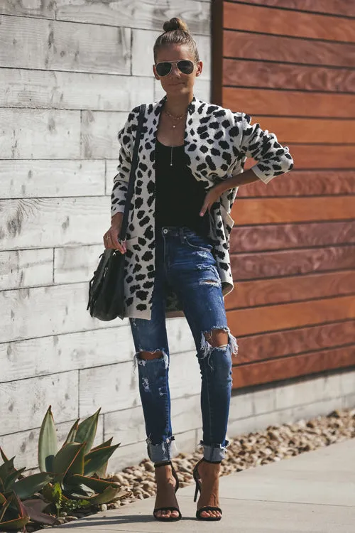 Accomplished Leopard Print OL Knit Cardigan