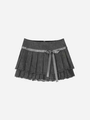 Aelfric Eden Lace Wrinkle Faux Leather Skirt