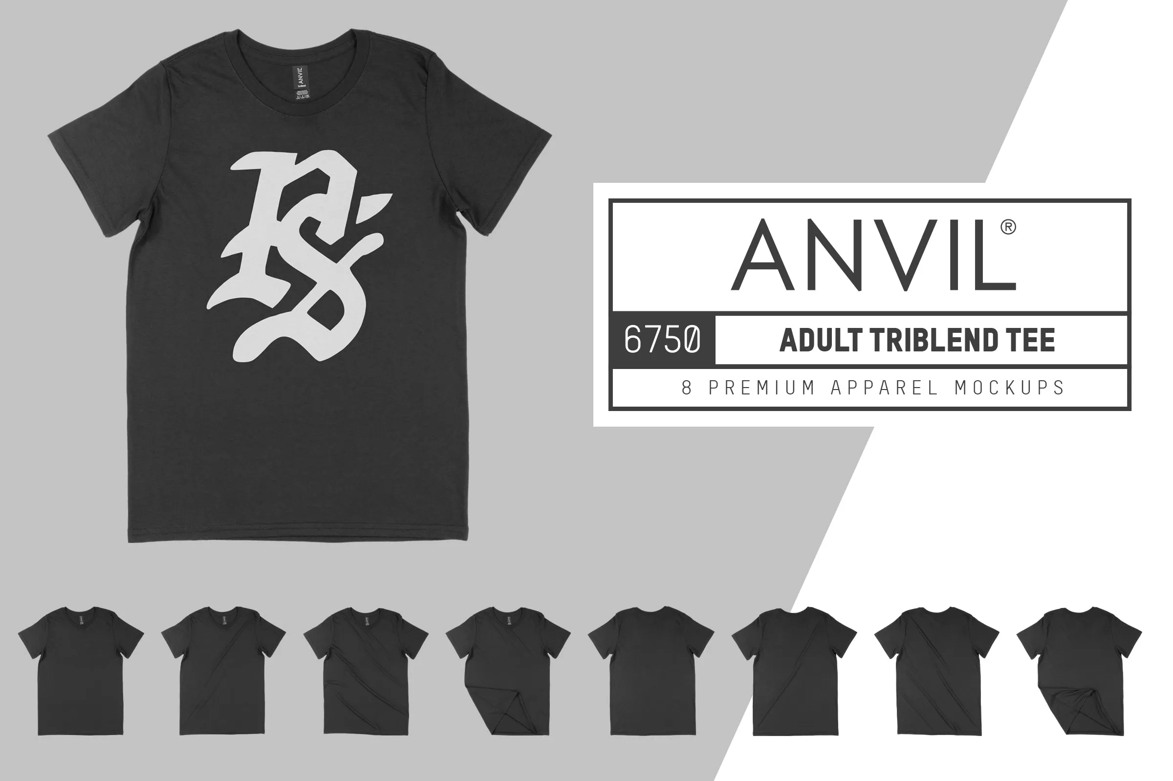 Anvil Knitwear 6750 Triblend Crewneck T-Shirt Mockups