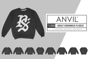 Anvil Knitwear 71000 Adult Crewneck Fleece Mockups