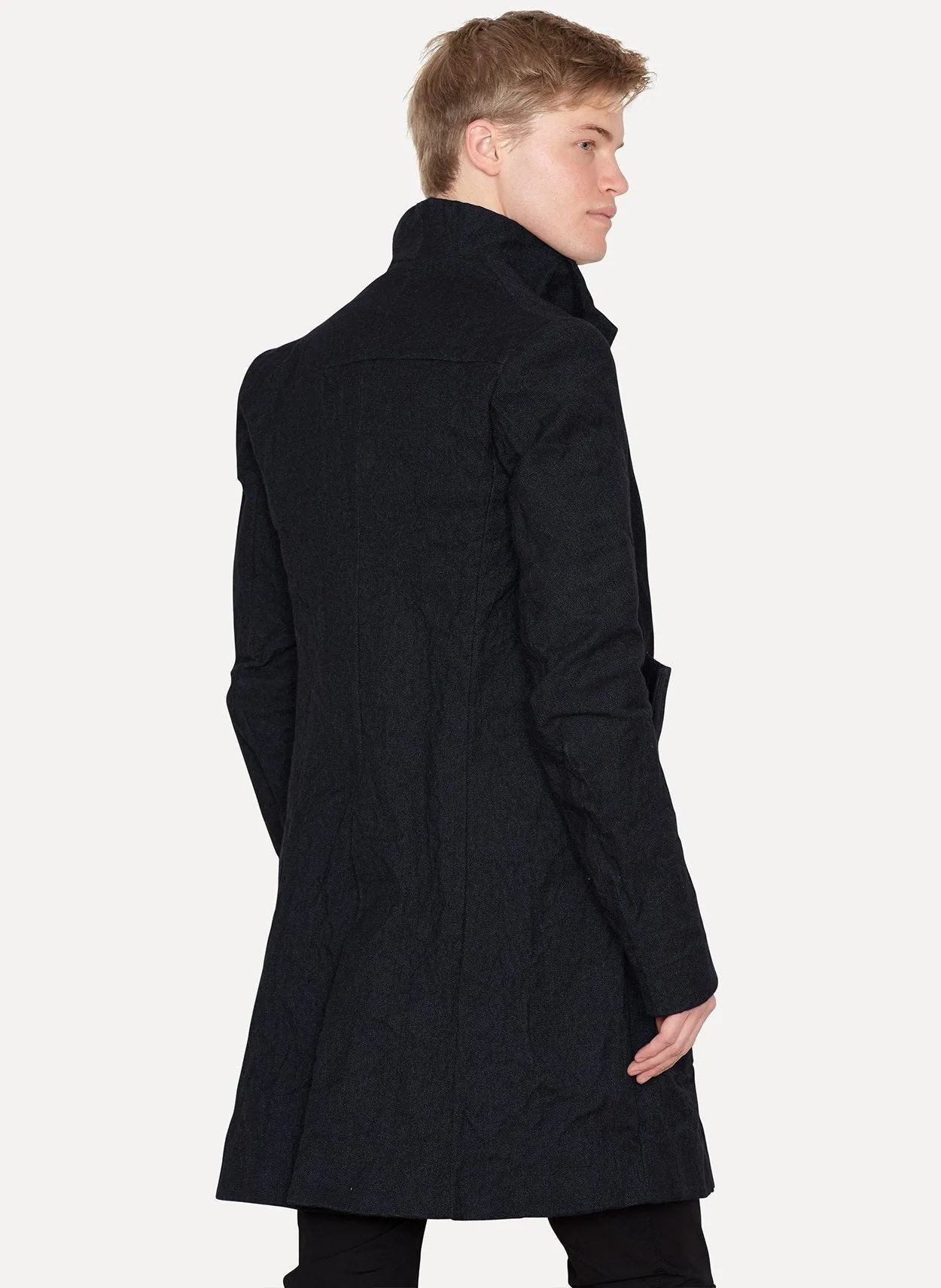 Black Aluminum Wool Coat