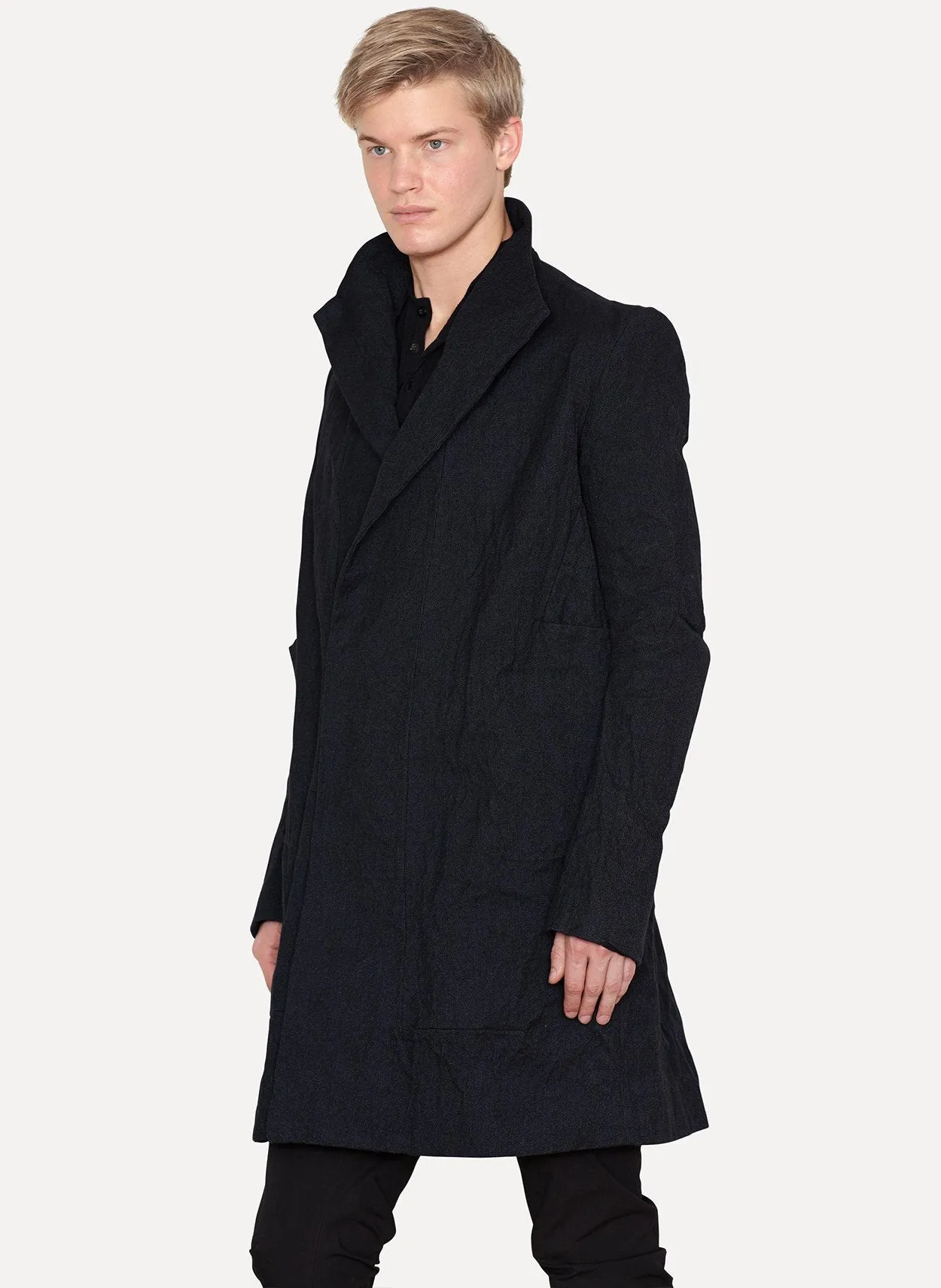 Black Aluminum Wool Coat