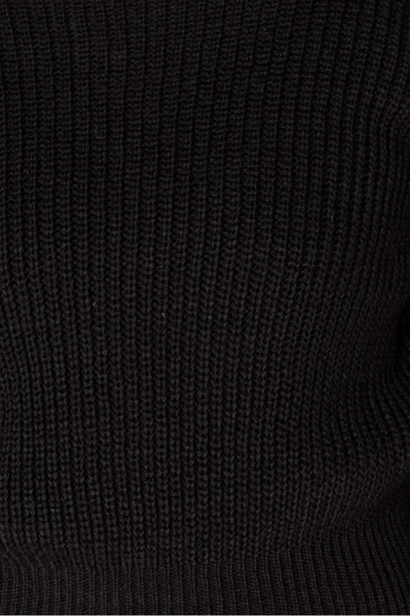 Black Turtle Neck Rib Knit Jumper