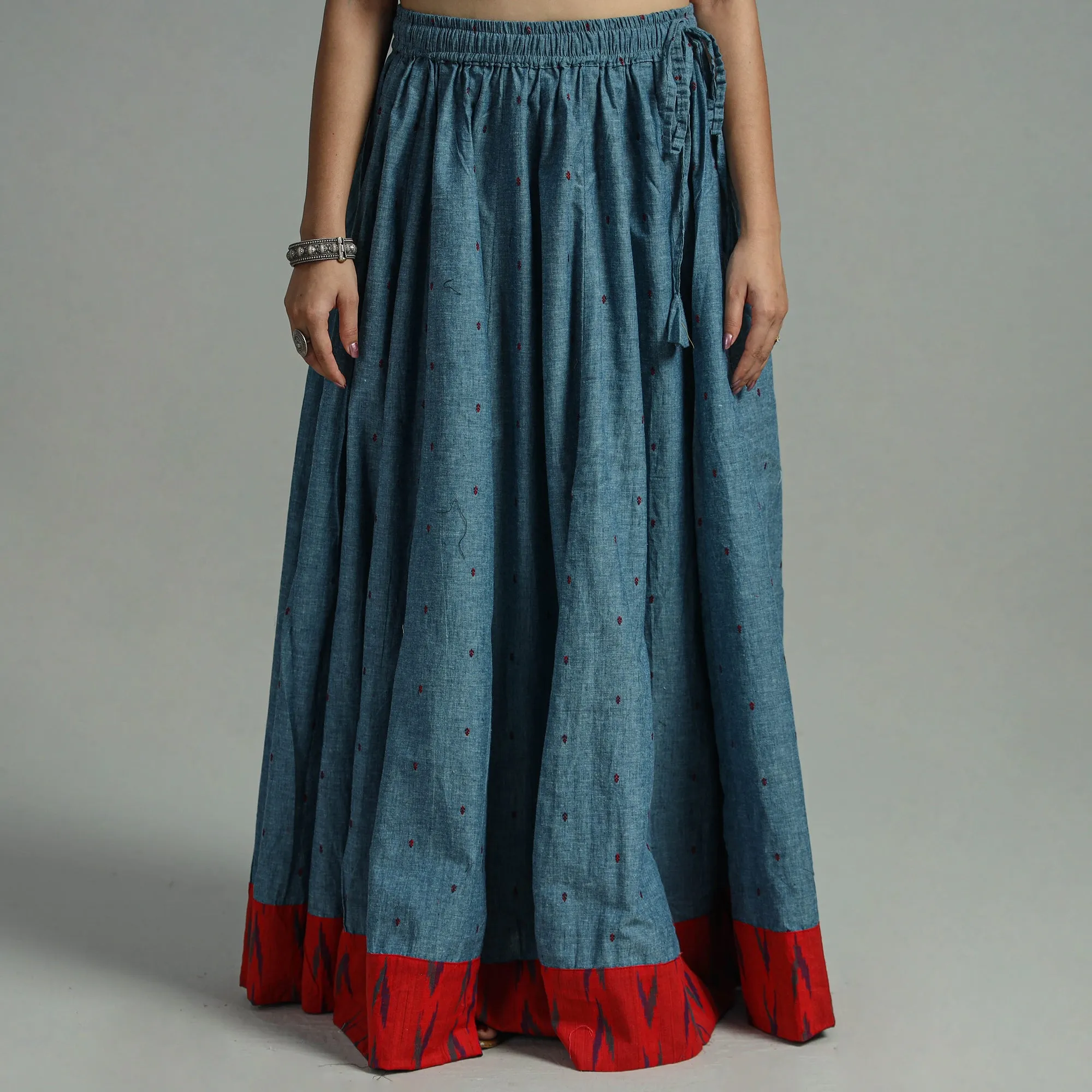 Blue - Jacquard Patchwork 24 Kali Cotton Long Skirt 16