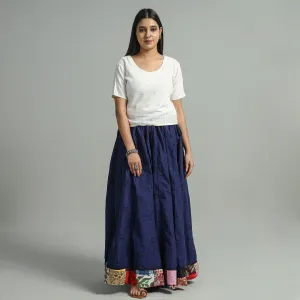 Blue - Jacquard Patchwork 24 Kali Cotton Long Skirt 48