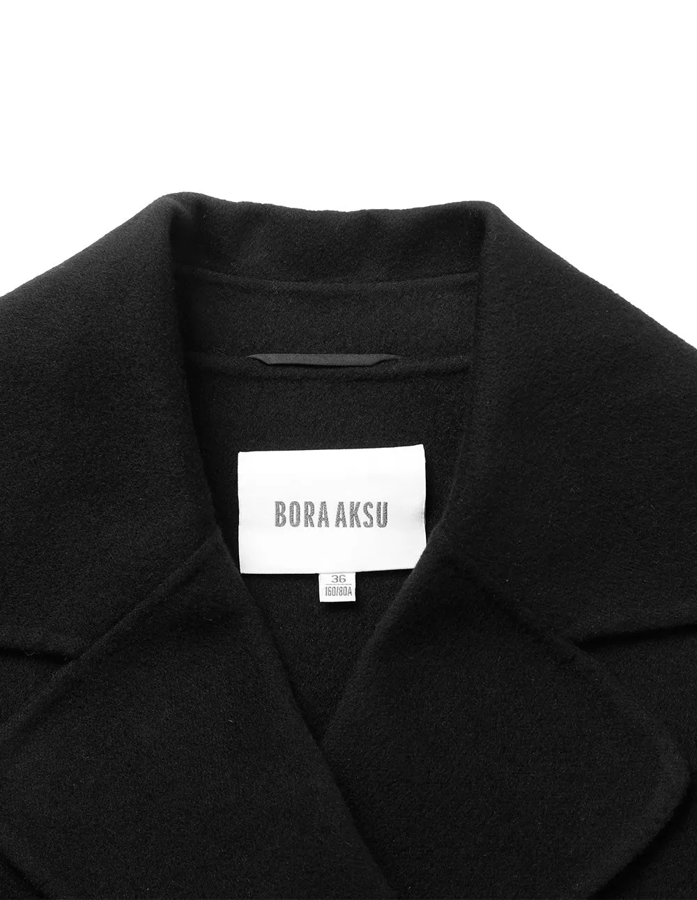 BORA AKSU Lapel Double-Breasted Double-Faced Wool Patchwork Knitted Sleeve Coat