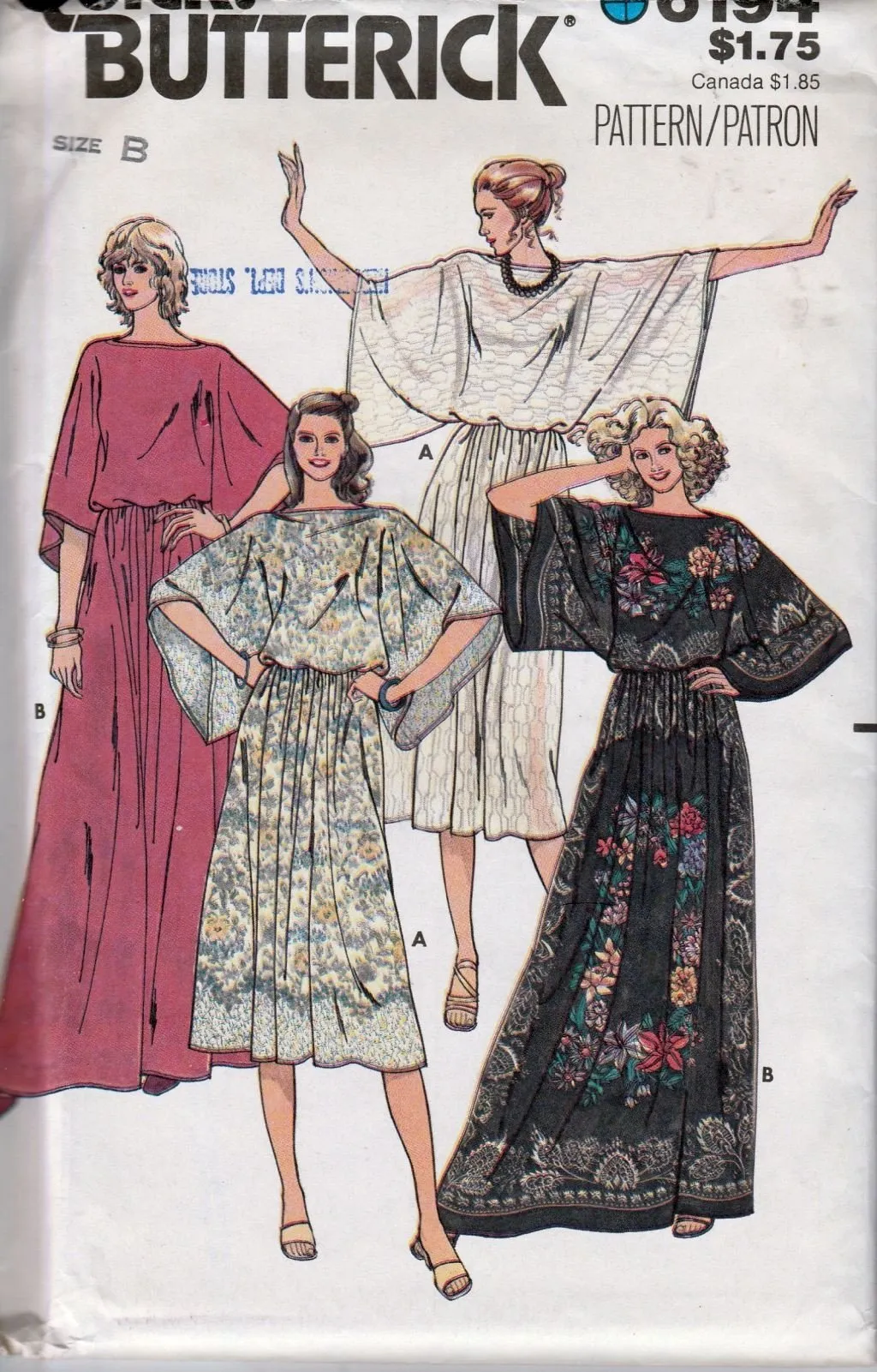 Butterick 6194 Vintage 1980's Sewing Pattern Ladies Top Long Below Knee Skirt