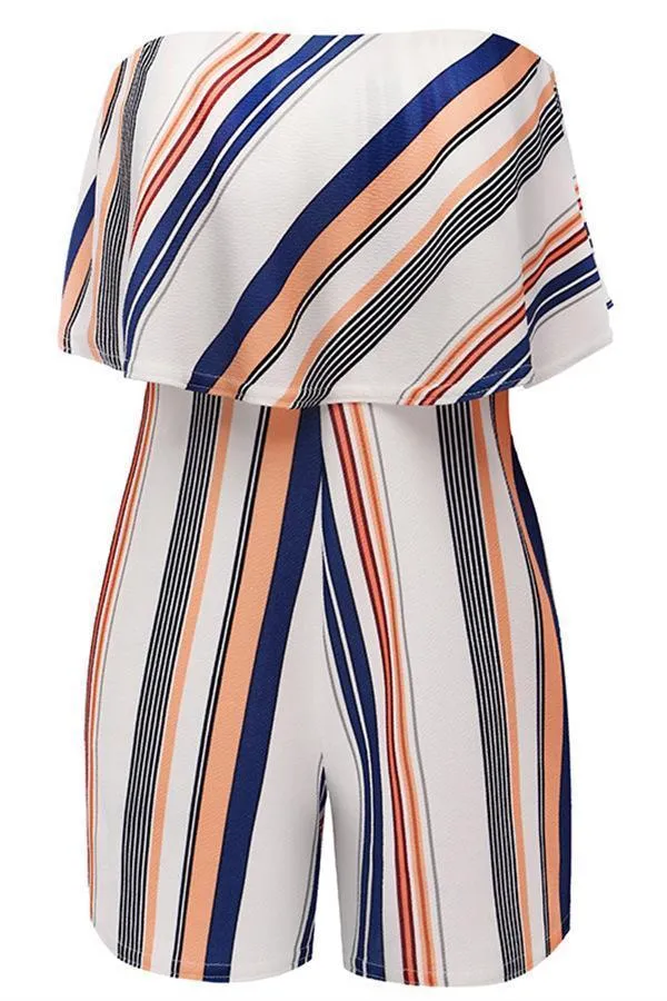 Casual Striped Off Shoulder Jumpsuit