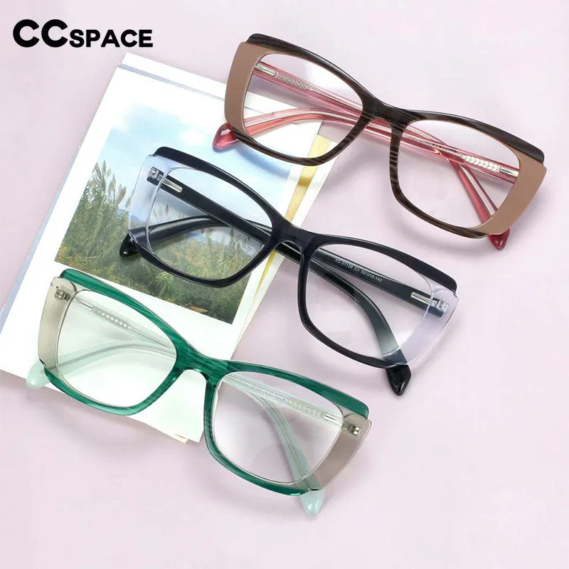 CCspace Unisex Full Rim Square Acetate Patchwork Frame Eyeglasses 54120