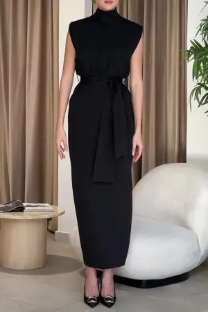 Celebrities Elegant Solid Backless Slit Half A Turtleneck One Step Skirt Dresses