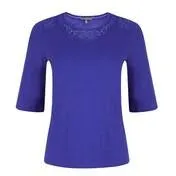 Cobalt Blue Lace Neck and Hem Top