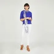 Cobalt Blue Lace Neck and Hem Top