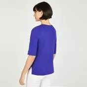 Cobalt Blue Lace Neck and Hem Top