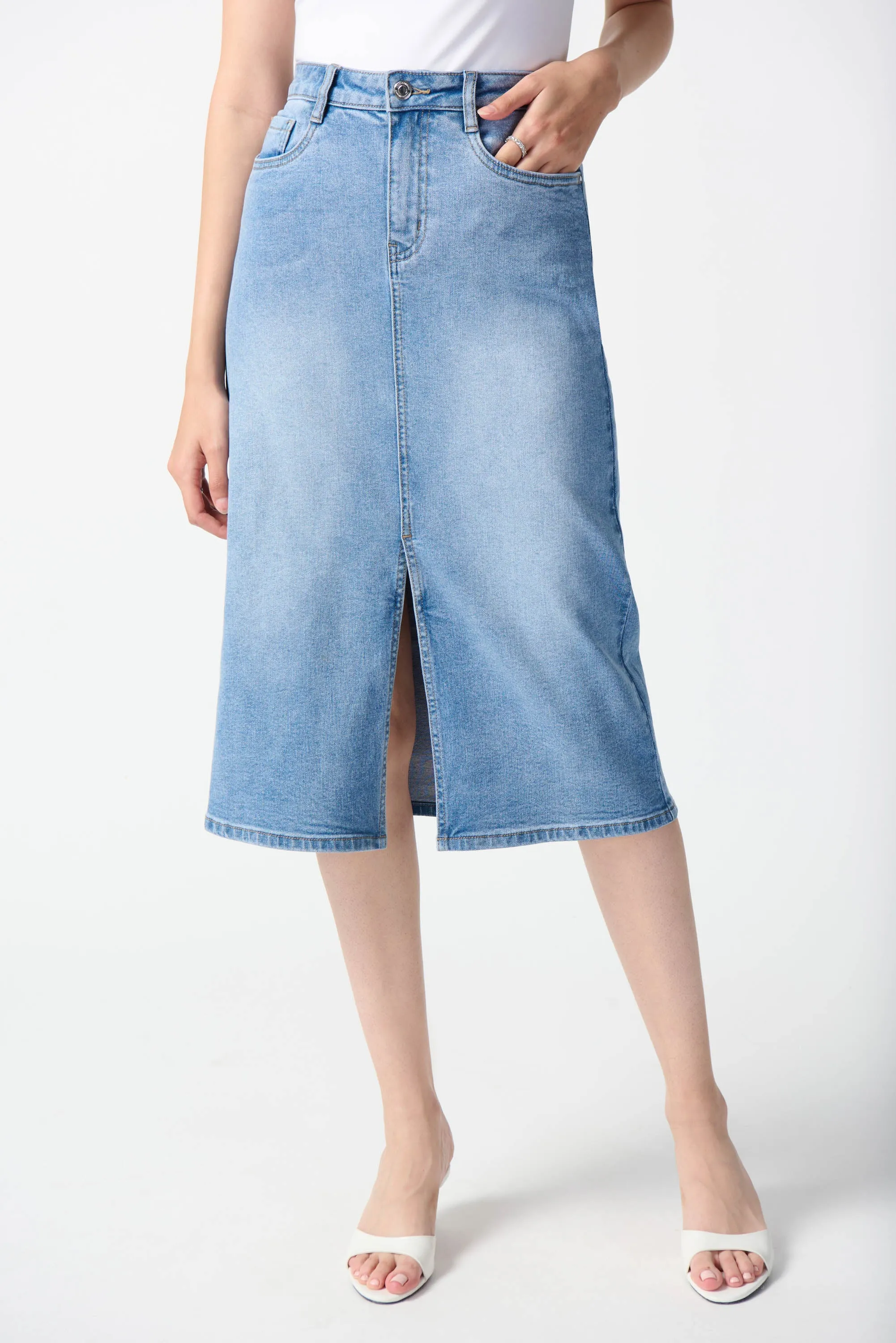 DENIM SKIRT WITH SLIT