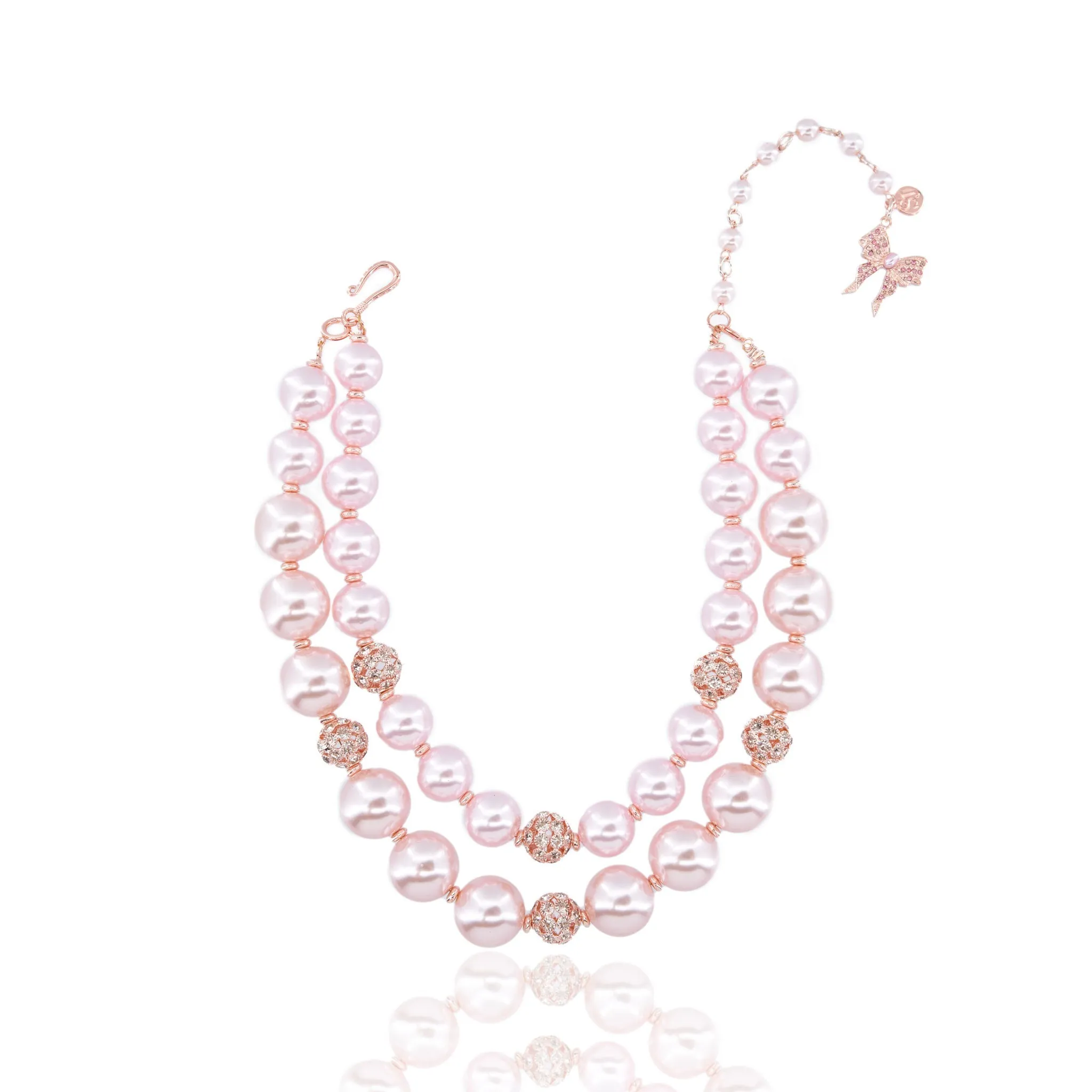 Diamonique Pearl Statement Necklace - Pink