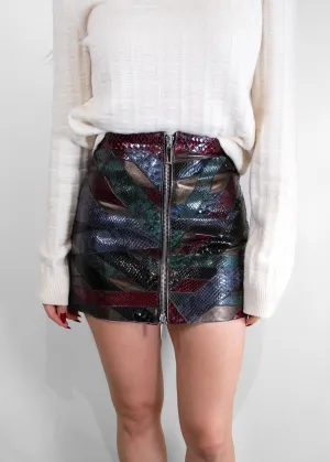 Emilio Pucci Patchwork Python And Metallic Leather Mini Skirt