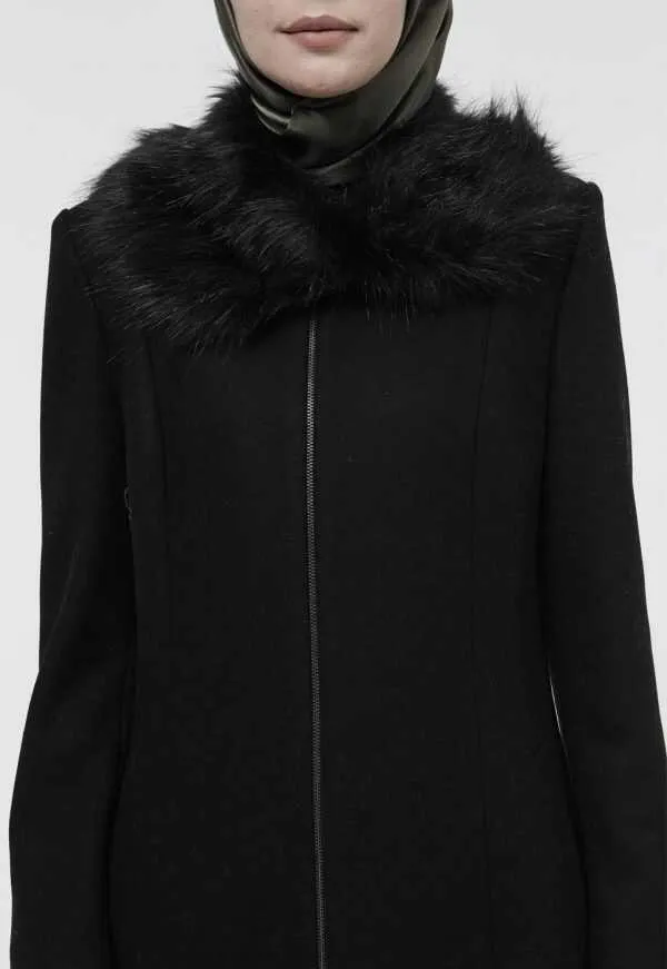 Faux Fur Black Long Coat