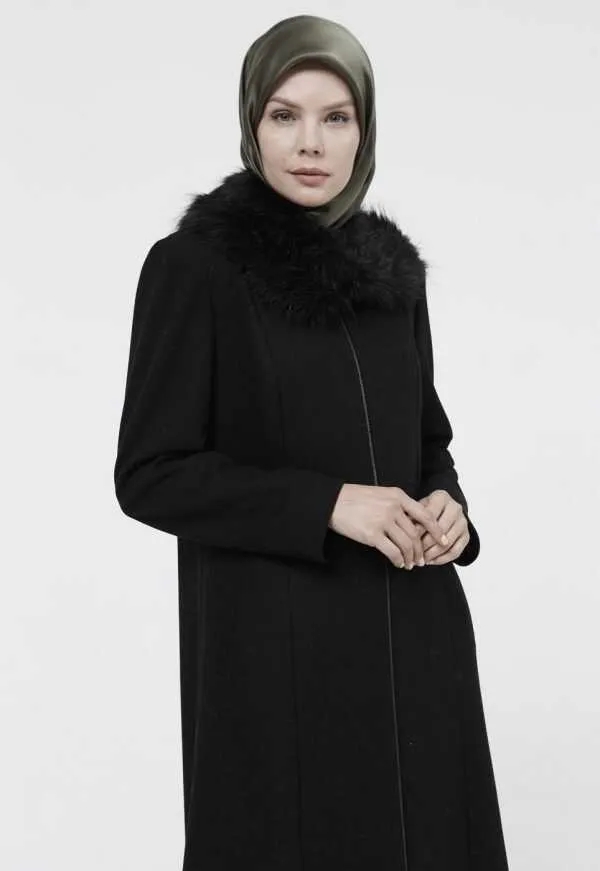 Faux Fur Black Long Coat