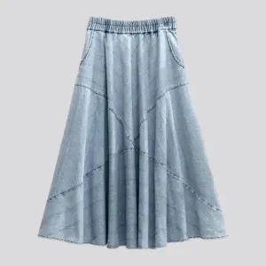 Fit-and-flare women's jean skirt