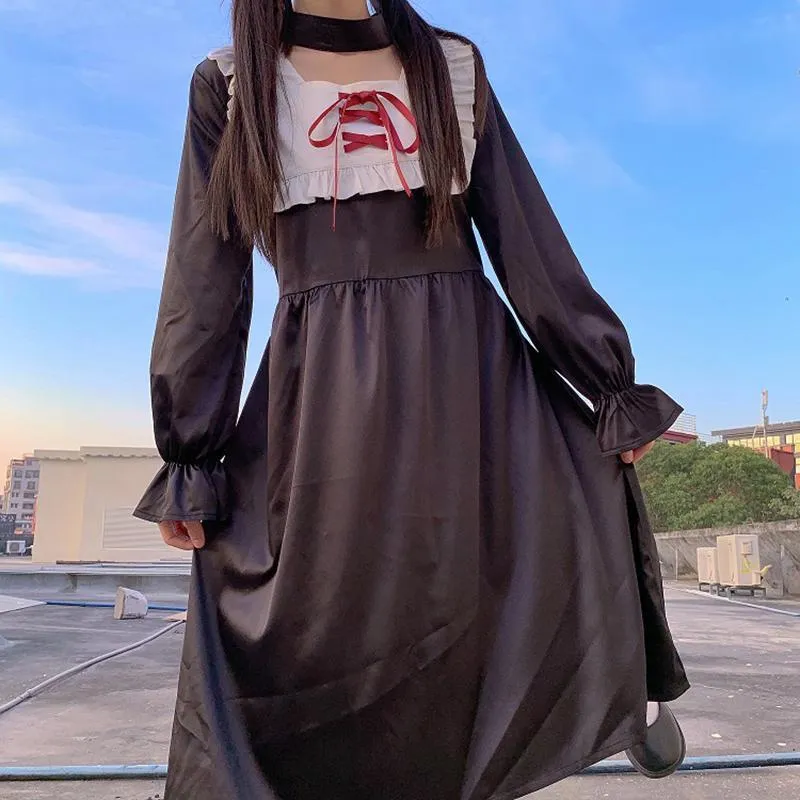 Harajuku Drawstring Long Sleeved Dress