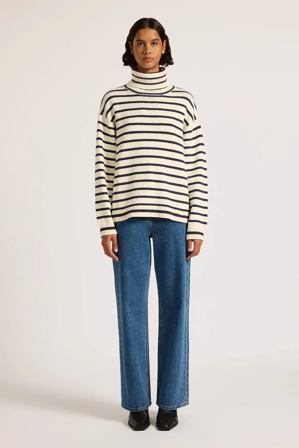 KAI TURTLENECK - NAVY STRIPE