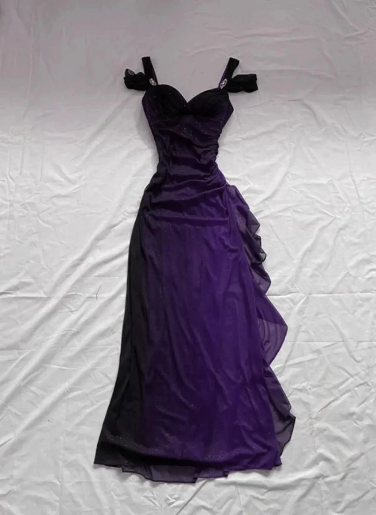 kamahe Purple A-line Chiffon Long Party Dress Prom Dress, Purple Chiffon Evening Dress