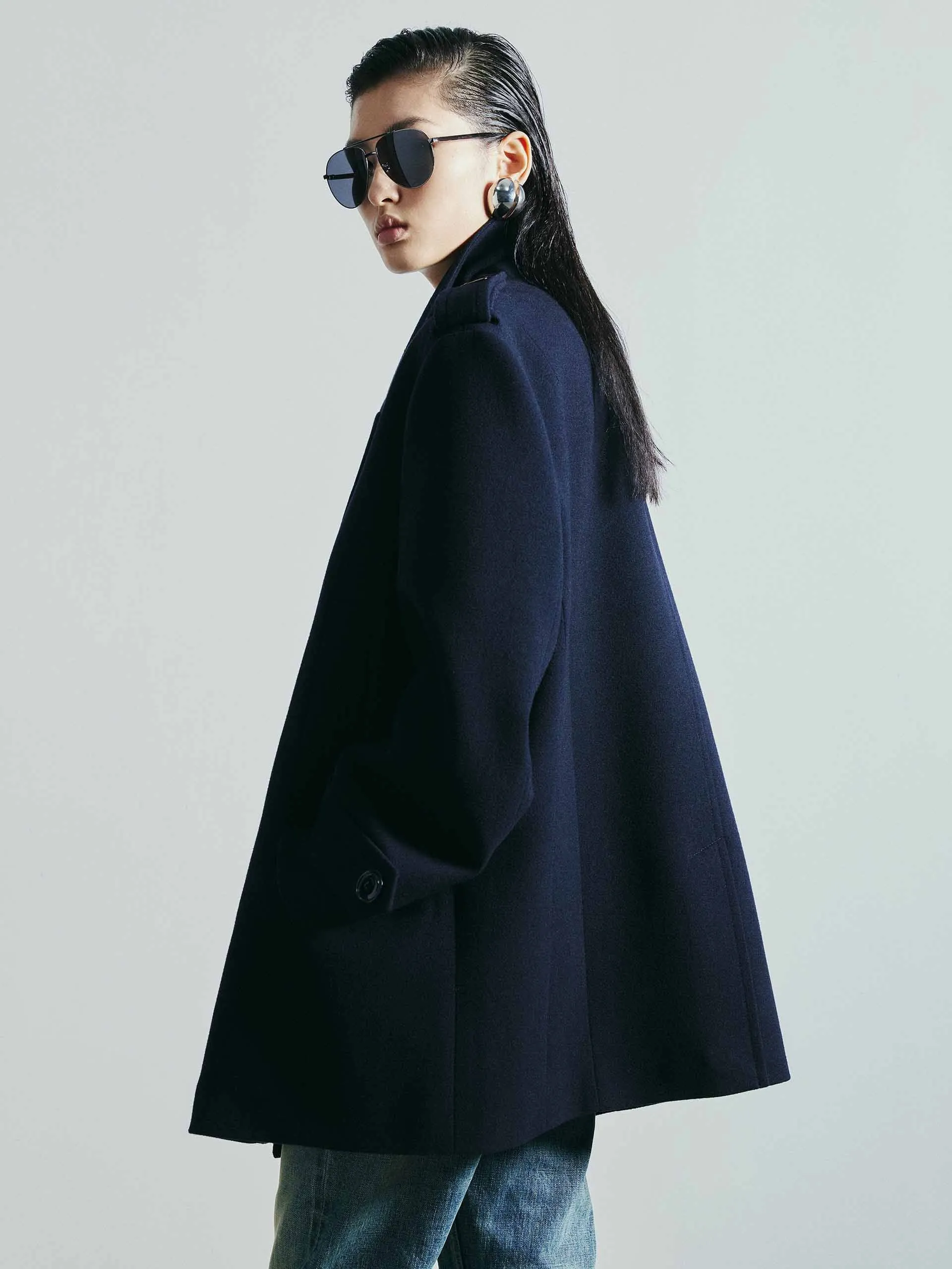 Lapel Collar Wool Coat