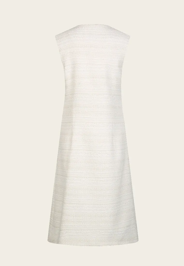 Light Cream Tweed Sleeveless Dress