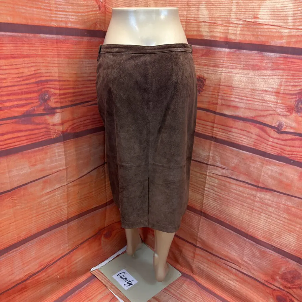 LIZ CLAIBORNE BROWN SUEDE SKIRT SZ 12 TCC