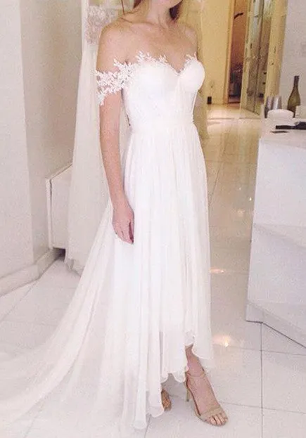 Long Chiffon Beach Wedding Dress