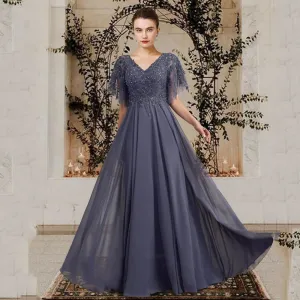 Long Mother of the Bride Chiffon Dress Elegant Wedding Guest Gown