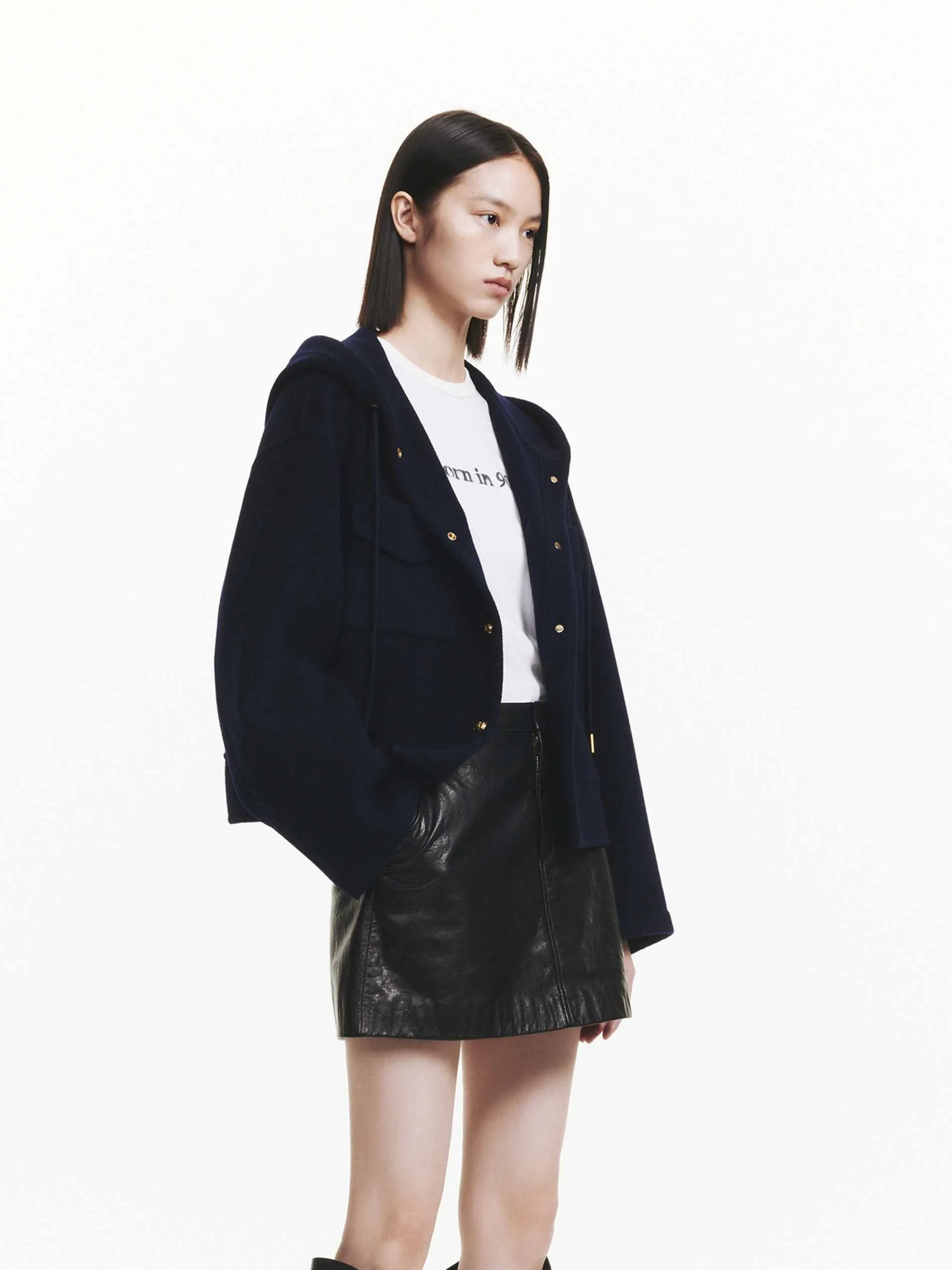 Loose Hooded Wool Coat