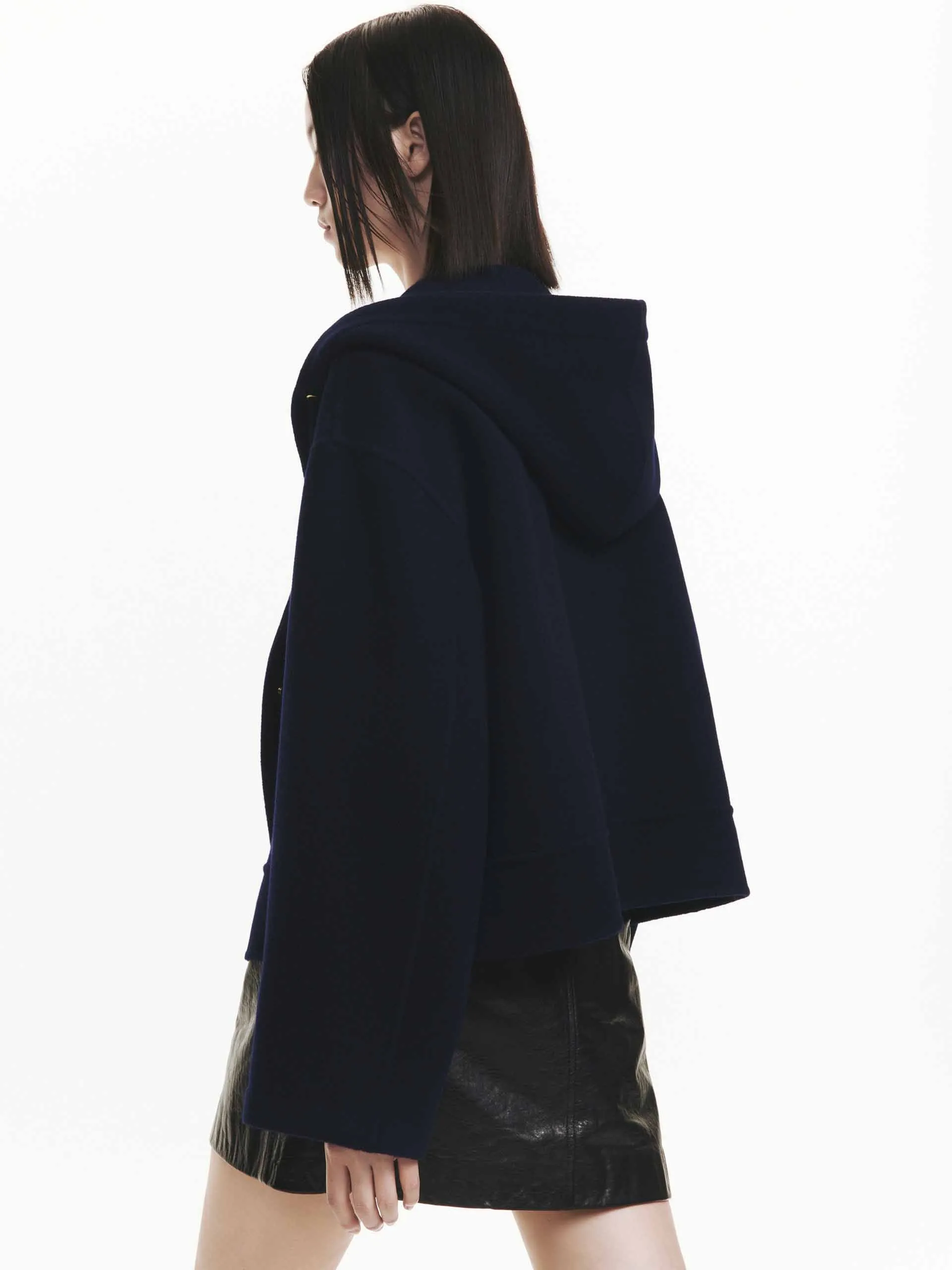 Loose Hooded Wool Coat