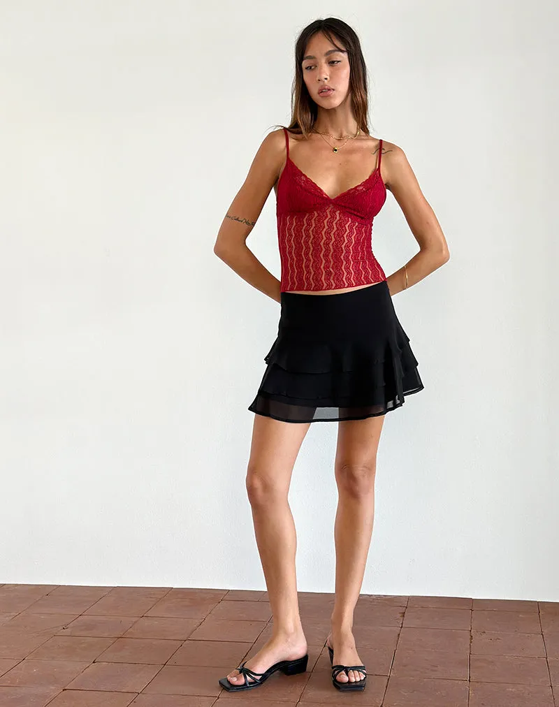 Red Lace Mesh Megara Strappy Top