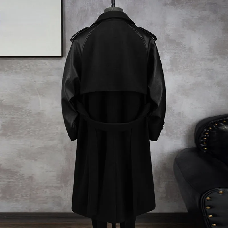 Men's Business Retro Casual Lapel Patchwork Long Sleeved Coat