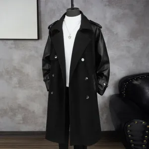 Men's Business Retro Casual Lapel Patchwork Long Sleeved Coat