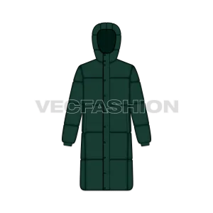 Mens Long Length Puffer Coat