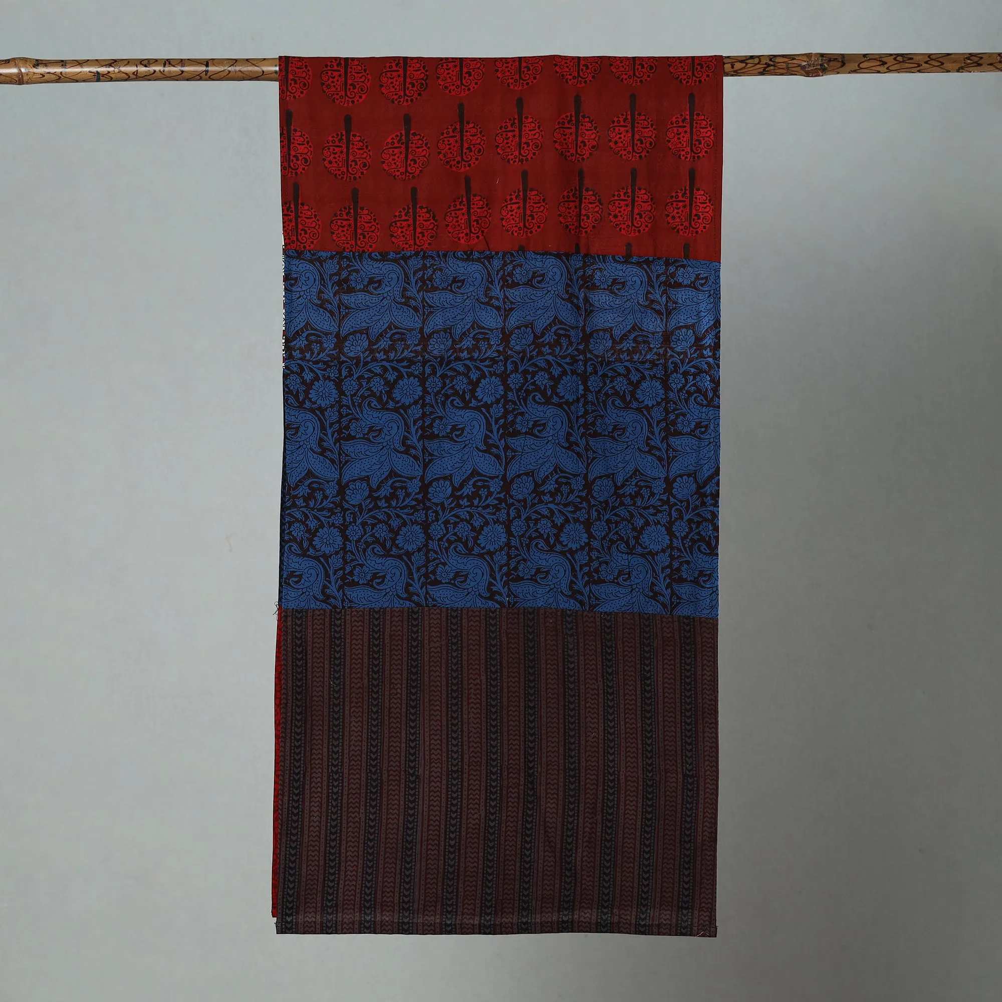 Multicolor - Bagh Block Printed Patchwork Cotton Stole 47