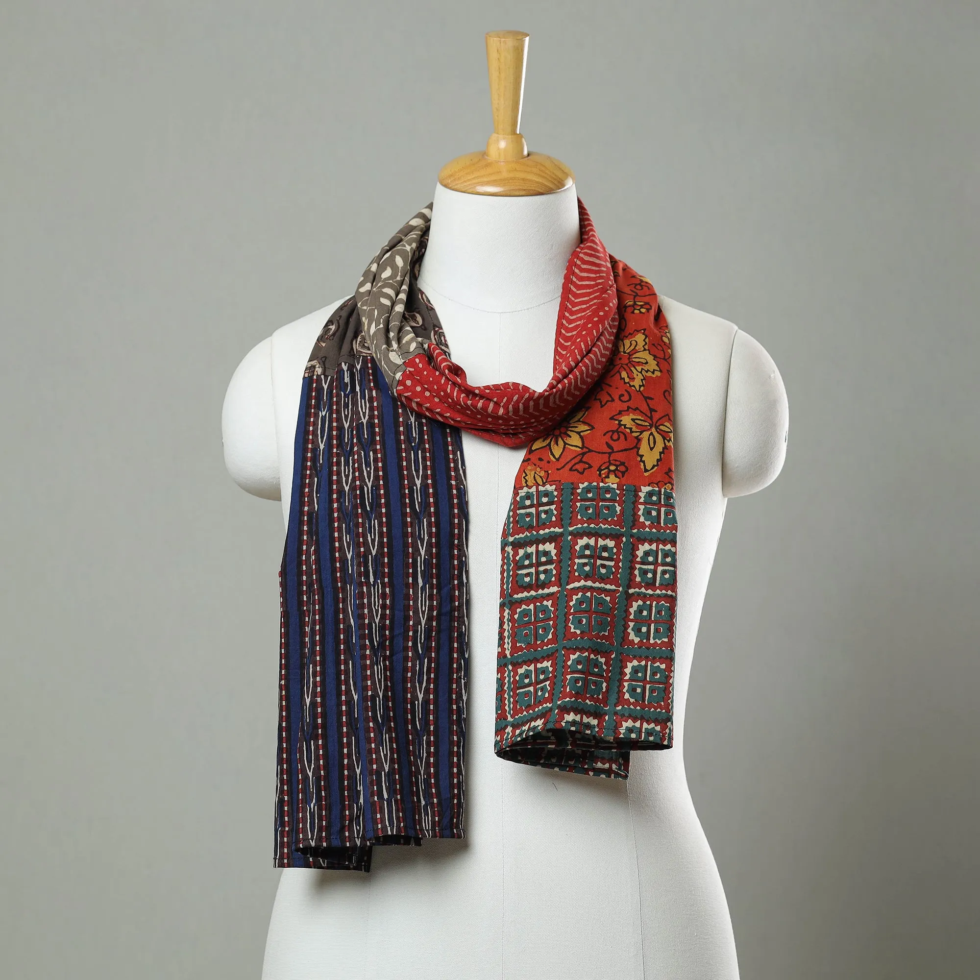 Multicolor - Patchwork Block Printed Cotton Stole 27