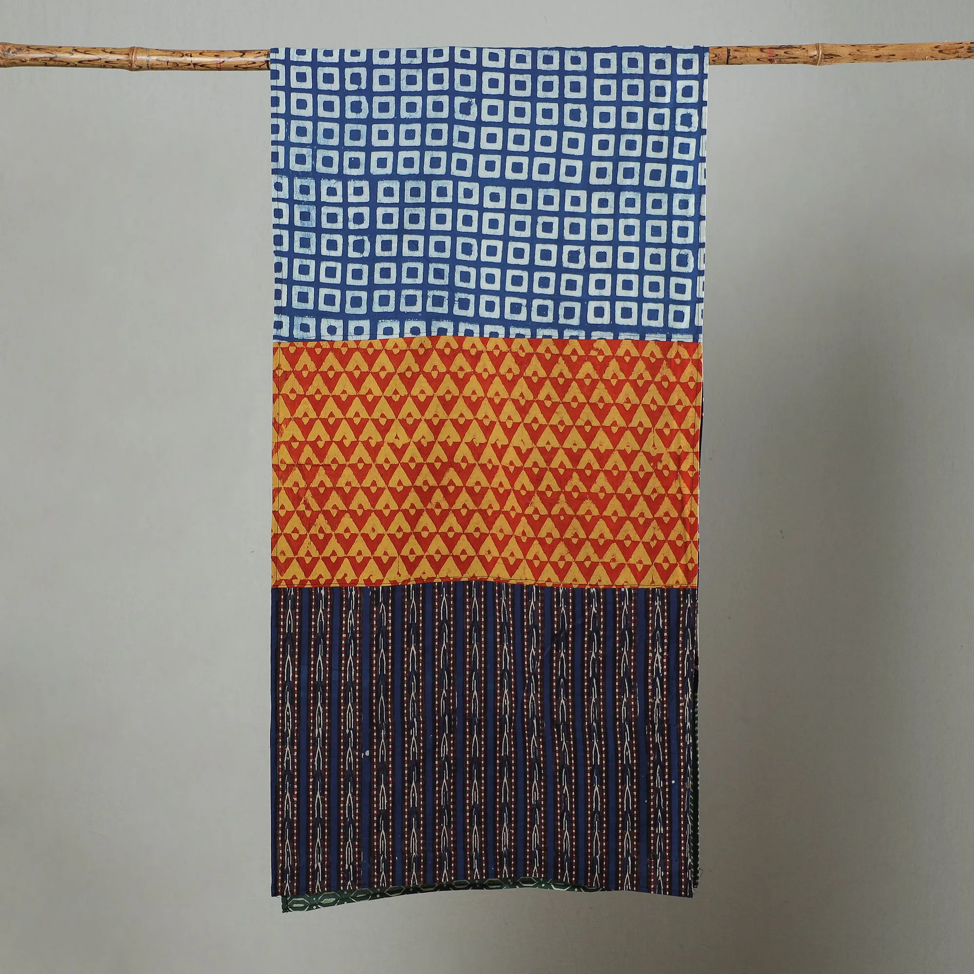 Multicolor - Patchwork Block Printed Cotton Stole 44