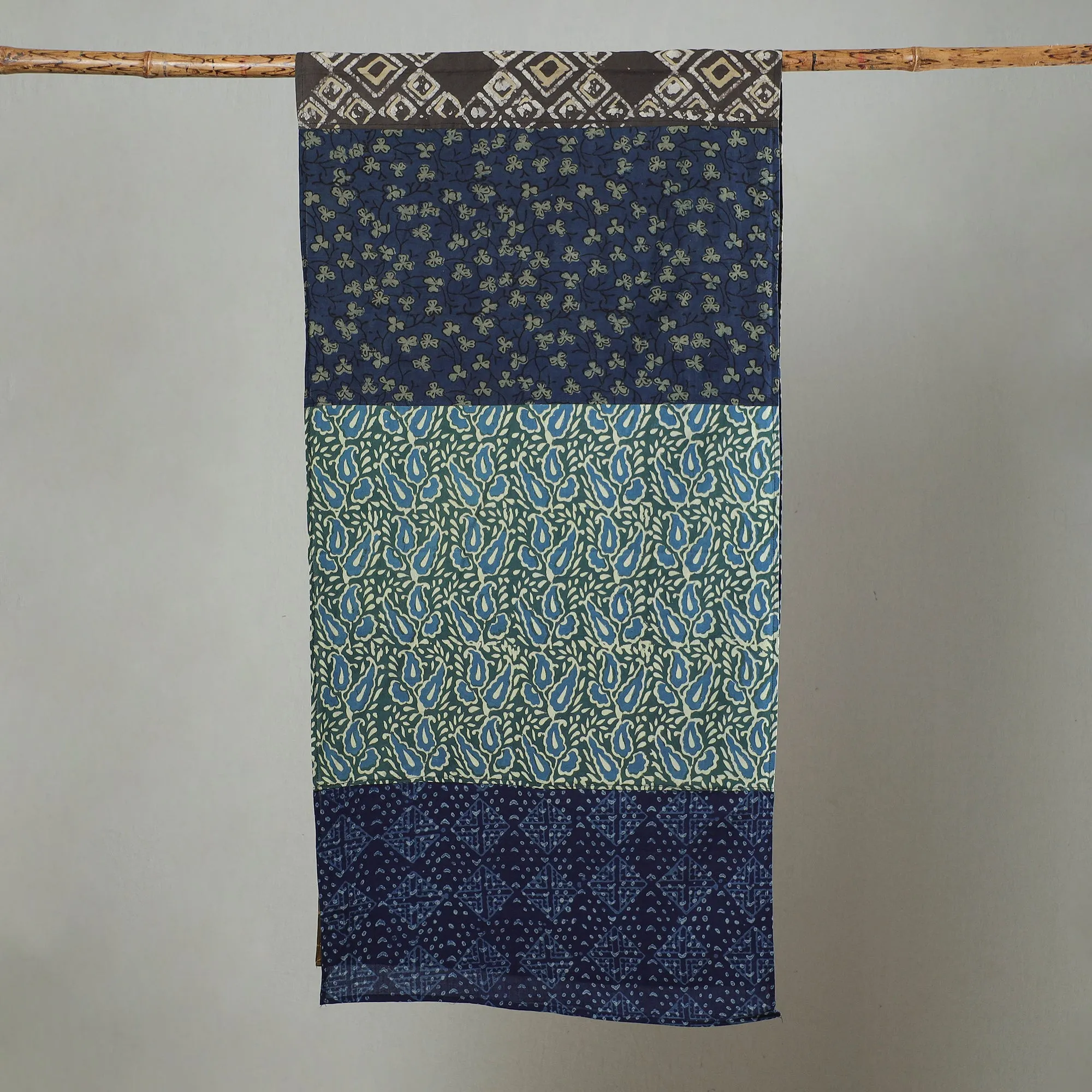 Multicolor - Patchwork Block Printed Cotton Stole 70