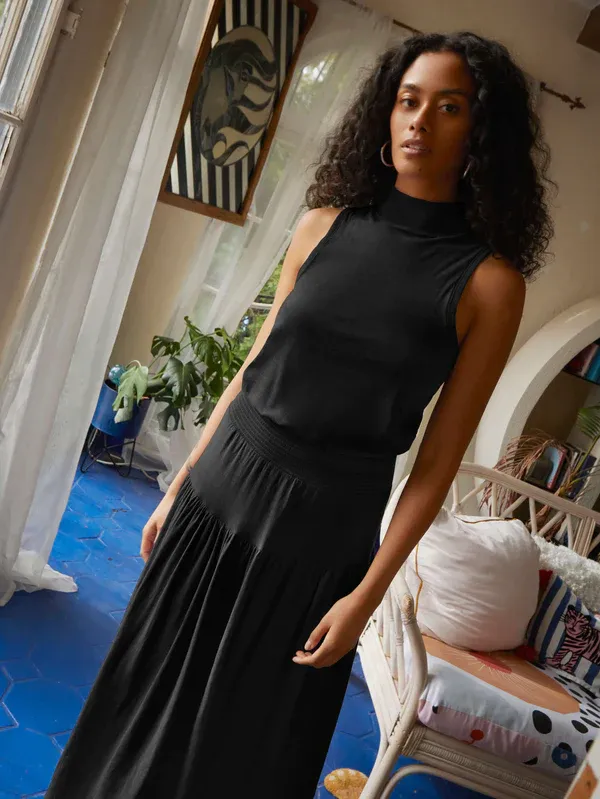 Nation LTD - Margot Turtleneck Tank Dress in Jet Black