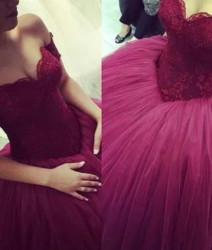 Off Shoulder Sweetheart Lace Purple Prom Gown, Formal Dresses, Long Prom Dresses