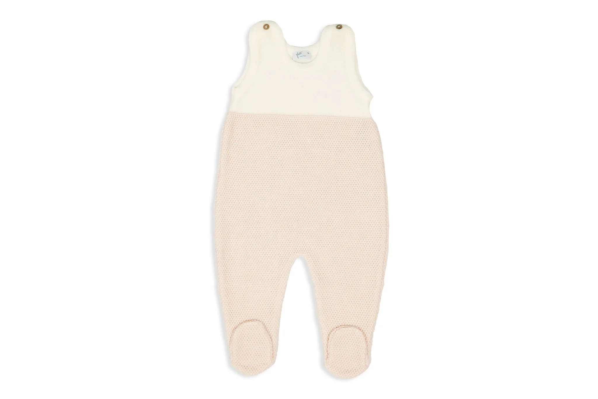 Off-White Soft Rose Merino Wool Romper with Feet