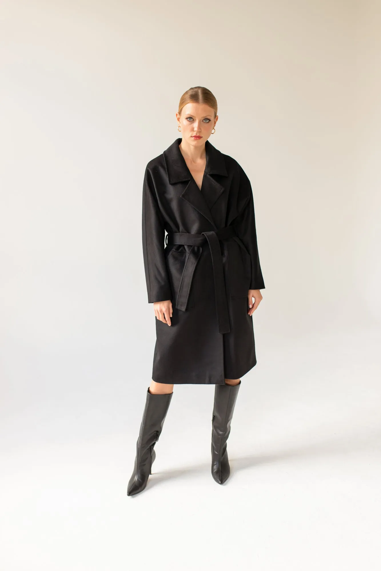 Oversized Cashmere Coat Black