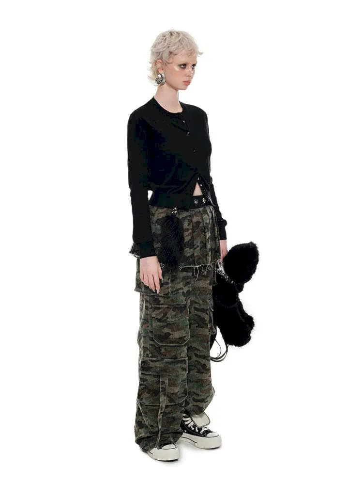 Patchwork Camouflage Pleated Skirt【s0000009875】