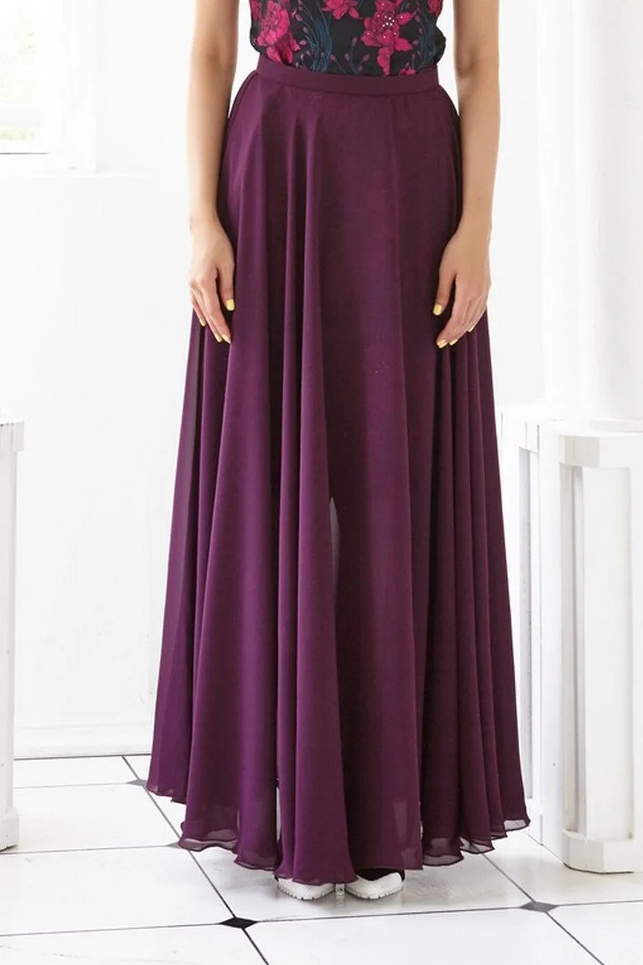 Pre-Order DARK PURPLE CHIFFON - LONG SKIRT - DARK PURPLE