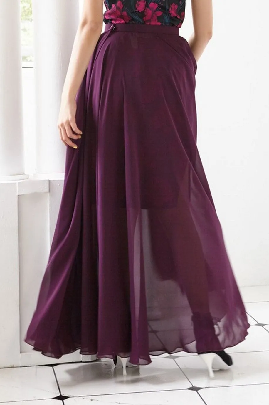 Pre-Order DARK PURPLE CHIFFON - LONG SKIRT - DARK PURPLE